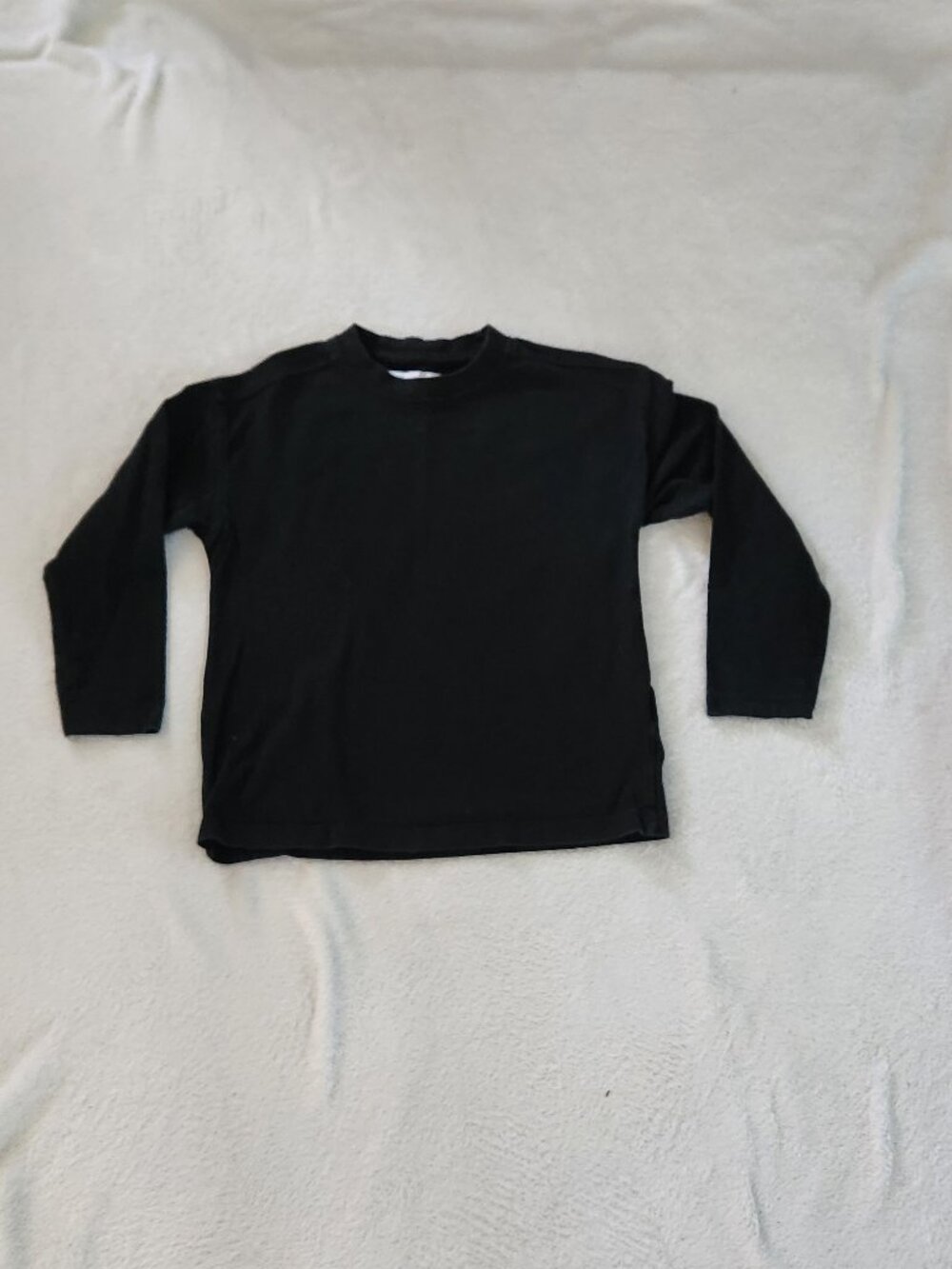 Kids Zara Long Sleeve Black Cotton Tee - 6-7